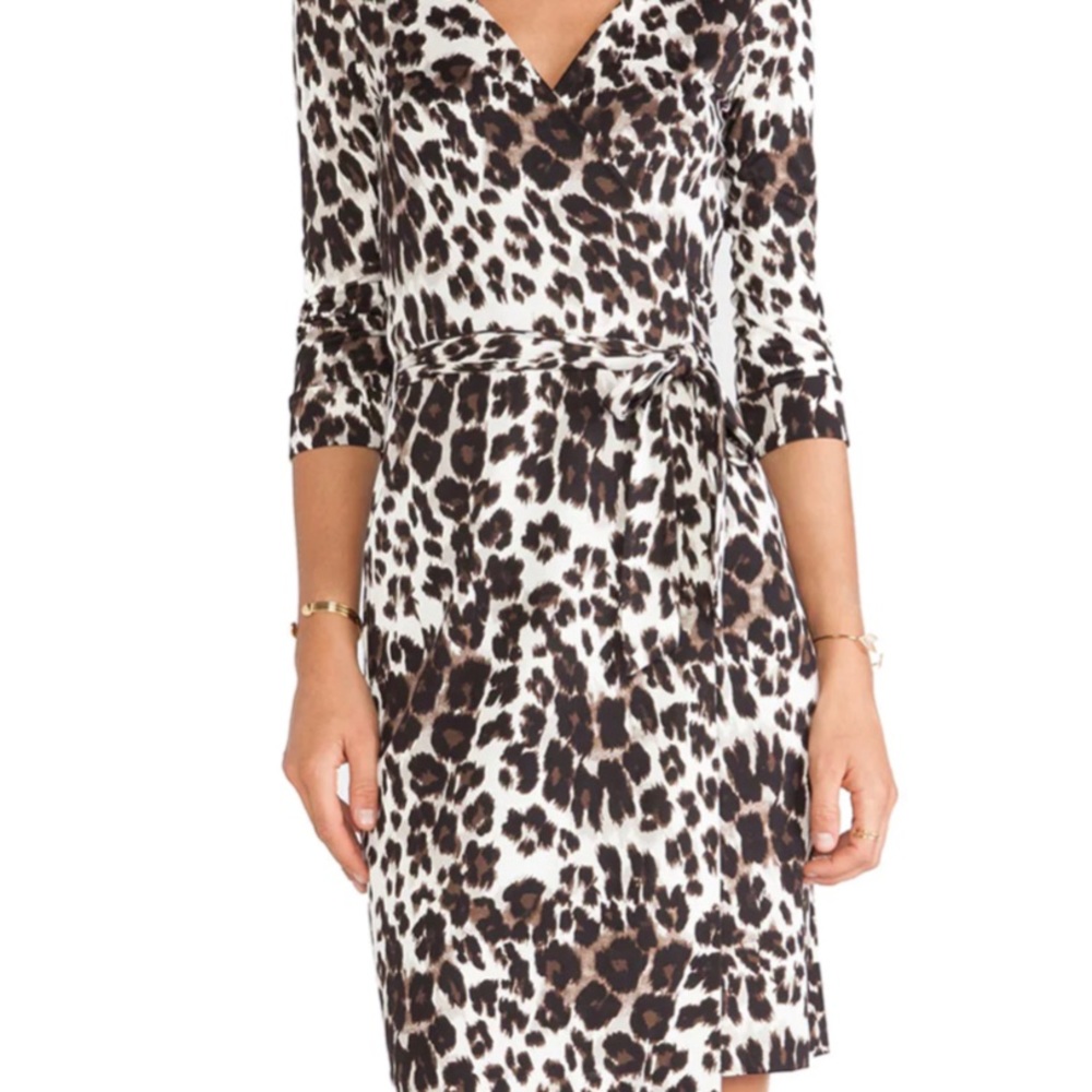Diane von Furstenberg dvf New Julian Too Wrap Dress Snow Cheetah Silk 2
